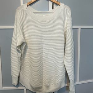 Aerie Cream Crew Neck Sweater with Textured Knit